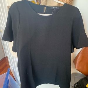 Madewell black peplum style woven top size medium